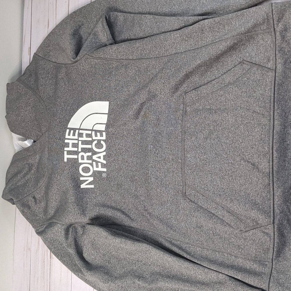 North Face Fave-our-ite Pullover Logo Print Hoodie Gray Large